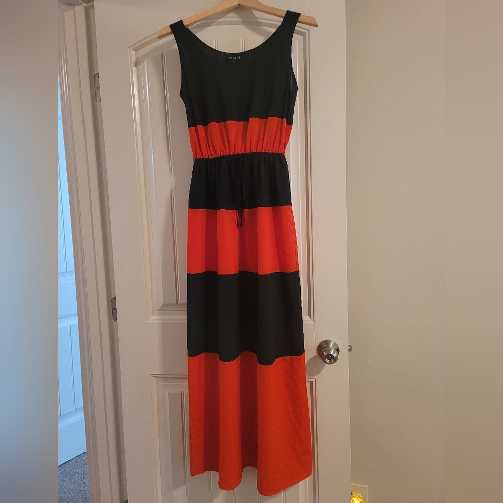 Long red and black dress